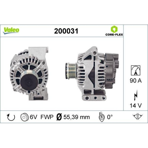 Generator Valeo 200031 Valeo Core-flex f&uuml;r Fiat Lancia Mitsubishi Opel Subaru
