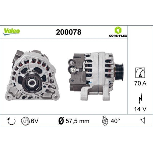 Generator Valeo 200078 Valeo Core-flex f&uuml;r Citro&euml;n Fiat Peugeot
