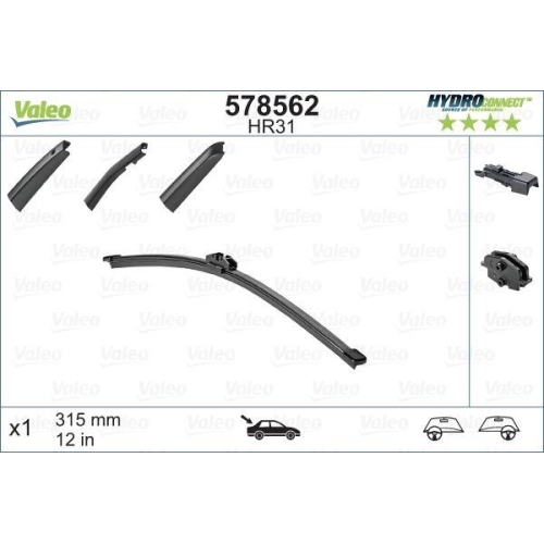 Wischblatt Valeo 578562 Hydroconnect Rear f&uuml;r Audi Hinten