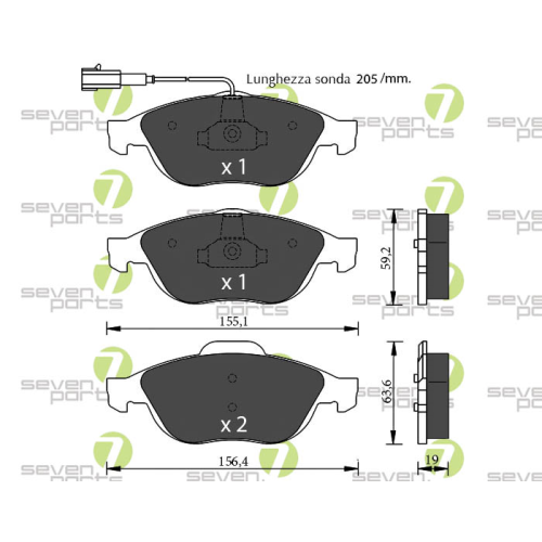 Bremsbelagsatz Scheibenbremse 7 Seven Parts SVP19411 f&uuml;r Alfa Romeo Lancia
