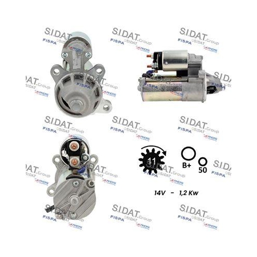 Starter Sidat S12VS0696 f&uuml;r Audi Ford Jaguar Seat Skoda Volvo VW Vag
