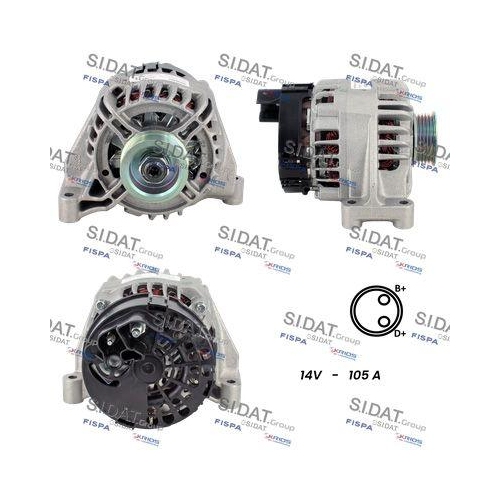 Generator Sidat A12DE0007 f&uuml;r Alfa Romeo Fiat Ford Lancia