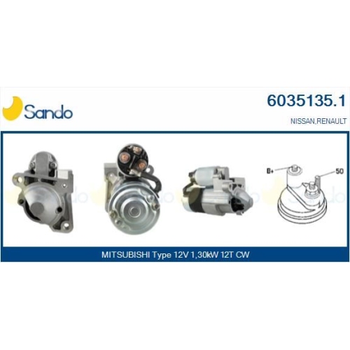 Starter Sando 6035135.1 f&uuml;r Mitsubishi Nissan Renault Volvo Dacia