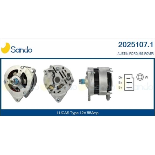 Generator Sando 2025107.1 f&uuml;r Ford Renault Hitachi Massey Ferguson Perkins