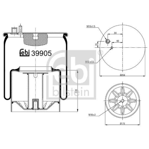 Bellow Air Suspension Febi Bilstein 39905 for Man