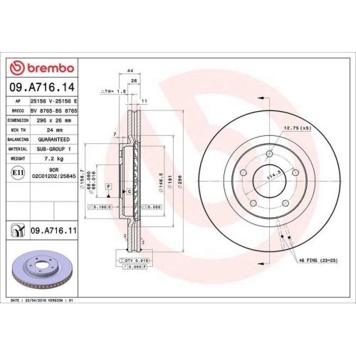2X Brembo Bremsscheibe Vorderachse Prime Line - Uv Coated f&uuml;r Nissan