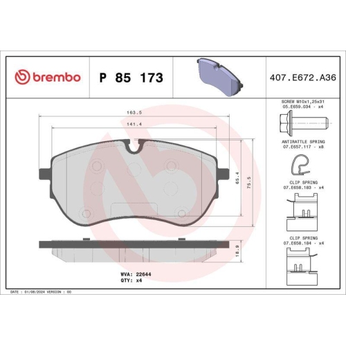 Bremsbelagsatz Scheibenbremse Brembo P85173 Prime Line f&uuml;r Audi Seat Skoda VW