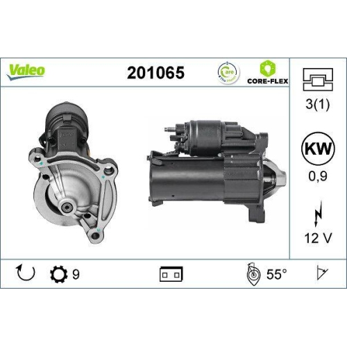Starter Valeo 201065 Valeo Core-flex f&uuml;r Citro&euml;n Fiat Peugeot Peugeot (df Psa)