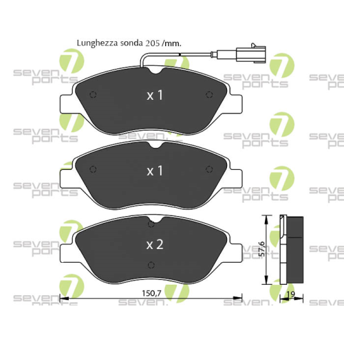 Bremsbelagsatz Scheibenbremse 7 Seven Parts SVP21070 f&uuml;r Alfa Romeo Chrysler
