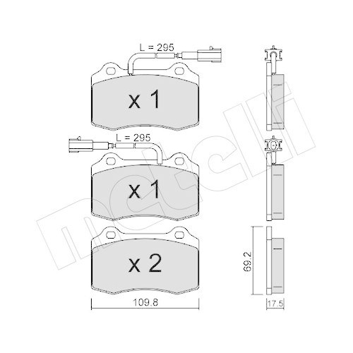 Bremsbelagsatz Scheibenbremse Metelli 22-0251-0 f&uuml;r Alfa Romeo Fiat Lancia