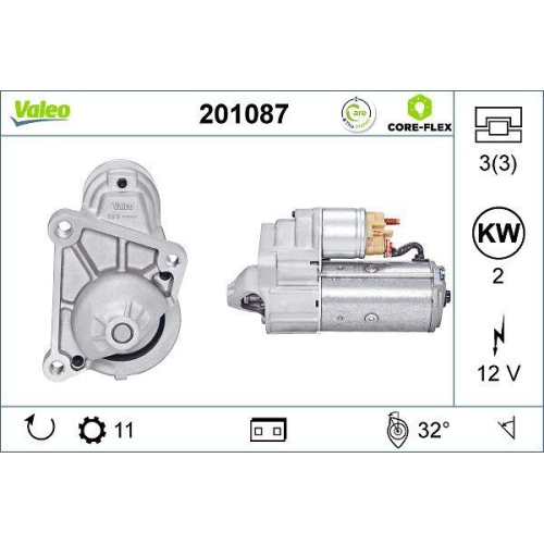Starter Valeo 201087 Valeo Core-flex f&uuml;r Renault Dacia