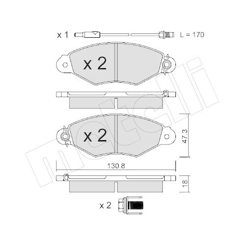 Bremsbelagsatz Scheibenbremse Metelli 22-0253-1 f&uuml;r Nissan Renault Vorderachse