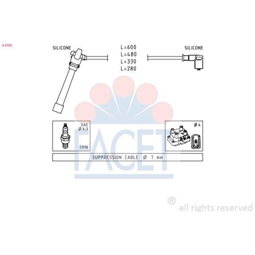 Z&uuml;ndleitungssatz Facet 4.9505 Made In Italy - Oe Equivalent f&uuml;r Fiat Lancia