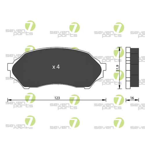 Bremsbelagsatz Scheibenbremse 7 Seven Parts SVP21100 f&uuml;r Mazda 1. Vorderachse