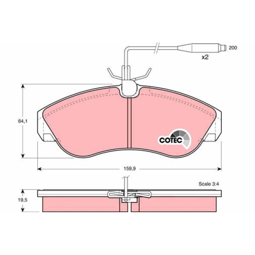 Bremsbelagsatz Scheibenbremse Trw GDB1106 Cotec f&uuml;r Citro&euml;n Fiat Peugeot