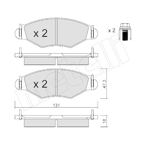 Bremsbelagsatz Scheibenbremse Metelli 22-0254-0 f&uuml;r Citro&euml;n Peugeot Vorderachse