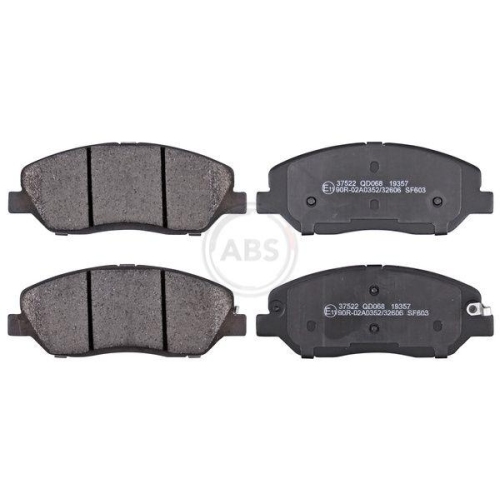 Bremsbelagsatz Scheibenbremse A.b.s. 37522 f&uuml;r Ssangyong Hyundai Kia Kg Mobility