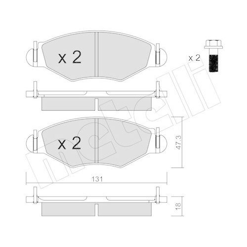 Bremsbelagsatz Scheibenbremse Metelli 22-0254-1 f&uuml;r Peugeot Vorderachse