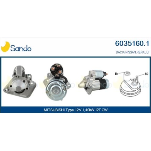 Starter Sando 6035160.1 f&uuml;r Mitsubishi Nissan Renault Dacia