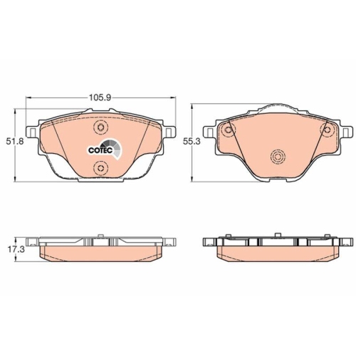 Bremsbelagsatz Scheibenbremse Trw GDB2034 Cotec f&uuml;r Vauxhall Citro&euml;n DS Opel