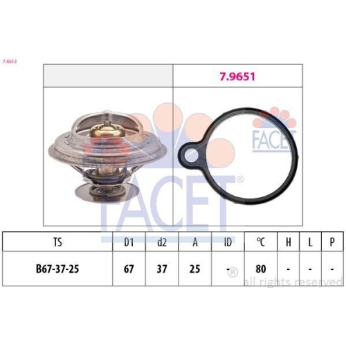 Thermostat Coolant Facet 7.8613 Made In Italy - Oe Equivalent for Mercedes Benz