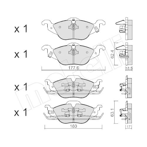 Bremsbelagsatz Scheibenbremse Metelli 22-0257-0 f&uuml;r Opel Vauxhall Vorderachse