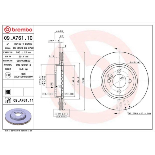 2X Brembo Bremsscheibe Vorderachse Prime Line - Uv Coated f&uuml;r Mini