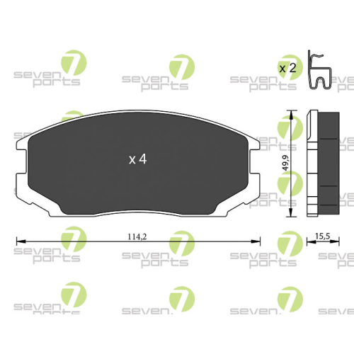 Bremsbelagsatz Scheibenbremse 7 Seven Parts SVP21201 f&uuml;r Daihatsu Lexus Toyota