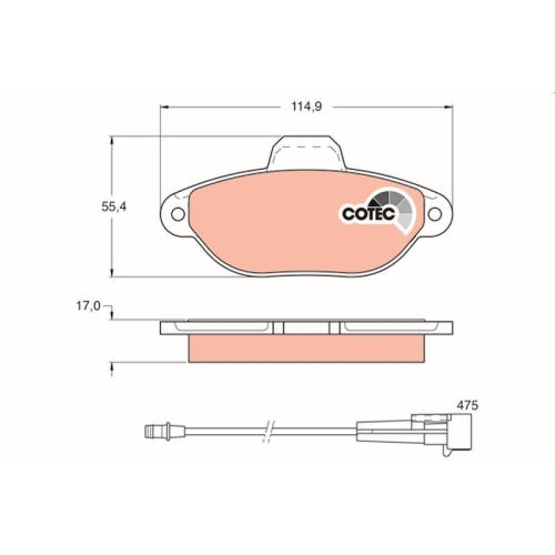 Bremsbelagsatz Scheibenbremse Trw GDB1115 Cotec f&uuml;r Fiat Lancia Vorderachse