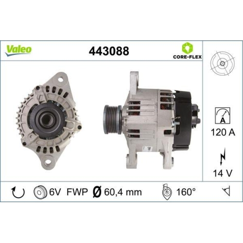 Generator Valeo 443088 Valeo Core-flex f&uuml;r Alfa Romeo Fiat Lancia Nissan