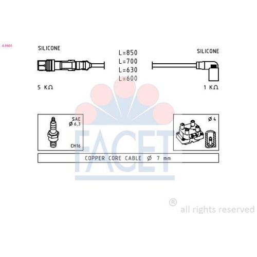 Z&uuml;ndleitungssatz Facet 4.9601 Made In Italy - Oe Equivalent f&uuml;r Seat VW