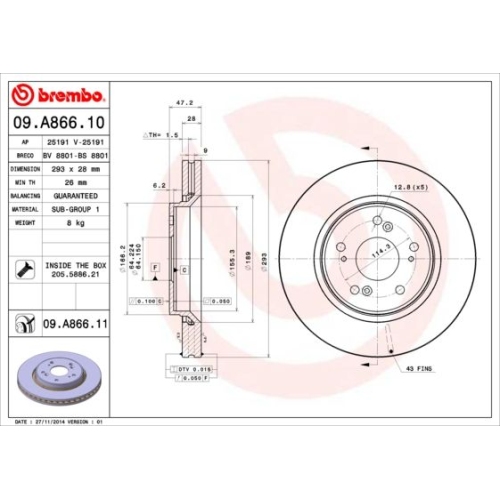 2X Brembo Bremsscheibe Vorderachse Prime Line f&uuml;r Honda