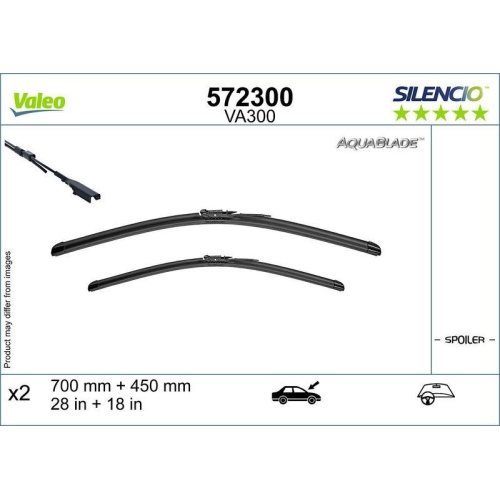 Wischblatt Valeo 572300 Silencio Aquablade Set für Tesla Vorne