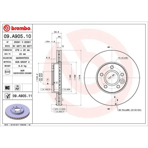 2X Brembo Bremsscheibe Prime Line f&uuml;r Ford Volvo Ford (changan)