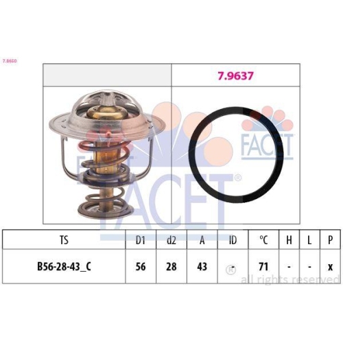 Thermostat K&uuml;hlmittel Facet 7.8650 Made In Italy - Oe Equivalent f&uuml;r Nissan Opel