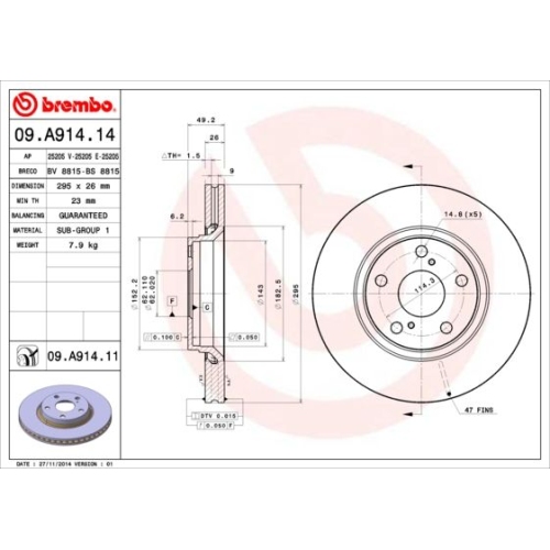 2X Brembo Bremsscheibe Vorderachse Prime Line f&uuml;r Toyota