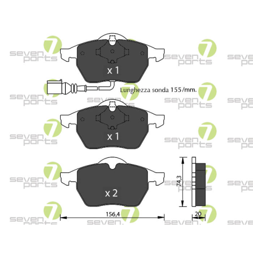 Bremsbelagsatz Scheibenbremse 7 Seven Parts SVP15646 f&uuml;r Audi Seat Skoda Vag VW