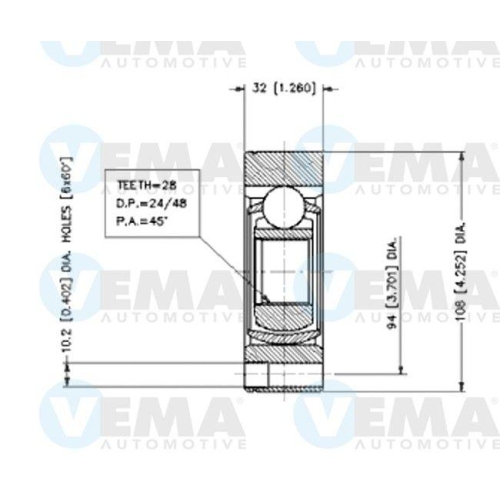 Gelenksatz Antriebswelle Vema 18686 für Mercedes Benz Radseitig