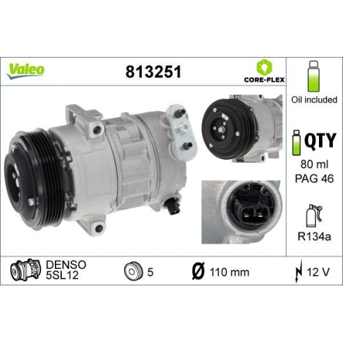 Kompressor Klimaanlage Valeo 813251 Valeo Core-flex f&uuml;r Opel Vauxhall