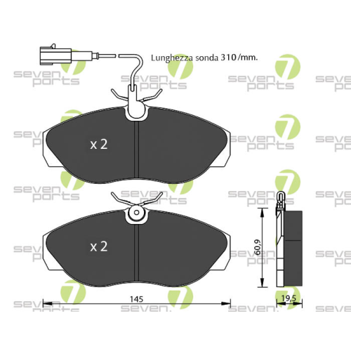 Bremsbelagsatz Scheibenbremse 7 Seven Parts SVP15741 f&uuml;r Abarth Alfa Romeo Fiat