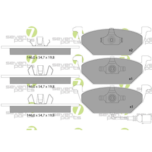 Bremsbelagsatz Scheibenbremse 7 Seven Parts SVP20293 f&uuml;r Audi Seat Skoda Vag VW