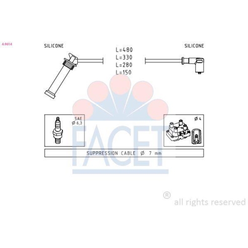 Z&uuml;ndleitungssatz Facet 4.9614 Made In Italy - Oe Equivalent f&uuml;r Ford