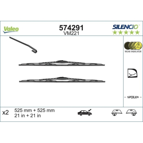 Wischblatt Valeo 574291 Silencio Conventional Set für Vorne