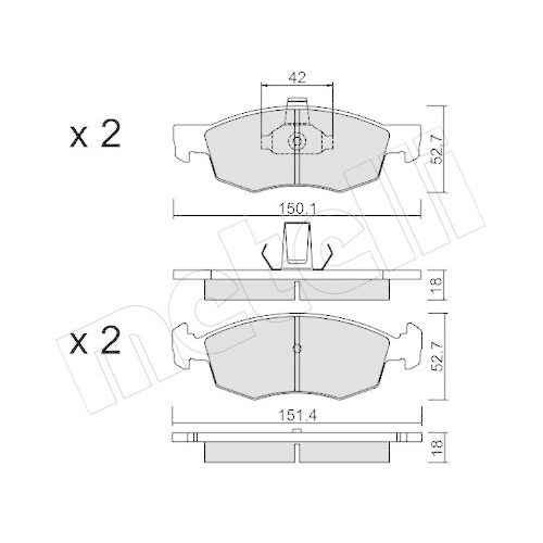 Bremsbelagsatz Scheibenbremse Metelli 22-0274-2 f&uuml;r Fiat Vorderachse