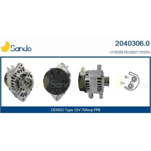 Generator Sando 2040306.0 f&uuml;r Toyota Citro&euml;n/peugeot