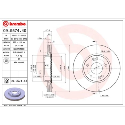 2X Brembo Bremsscheibe Vorderachse Prime Line f&uuml;r Hyundai Kia