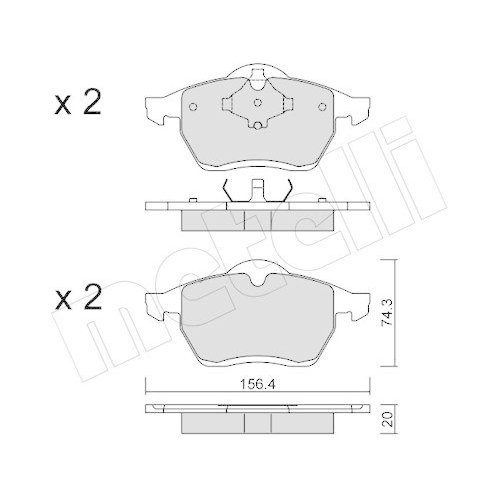 Bremsbelagsatz Scheibenbremse Metelli 22-0279-0 f&uuml;r Ford Seat VW Vorderachse