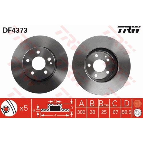 Bremsscheibe Trw DF4373 f&uuml;r Mercedes Benz (fjda) Mercedes Benz (fjda)