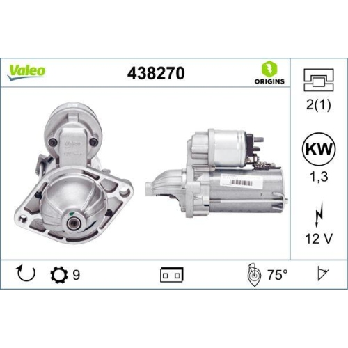 Starter Valeo 438270 Valeo Origins New Oe Technologie f&uuml;r Fiat Opel Subaru