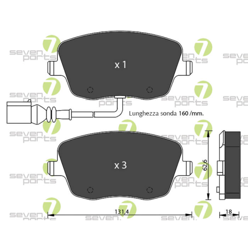 Bremsbelagsatz Scheibenbremse 7 Seven Parts SVP21751 f&uuml;r Audi Cupra Seat Skoda
